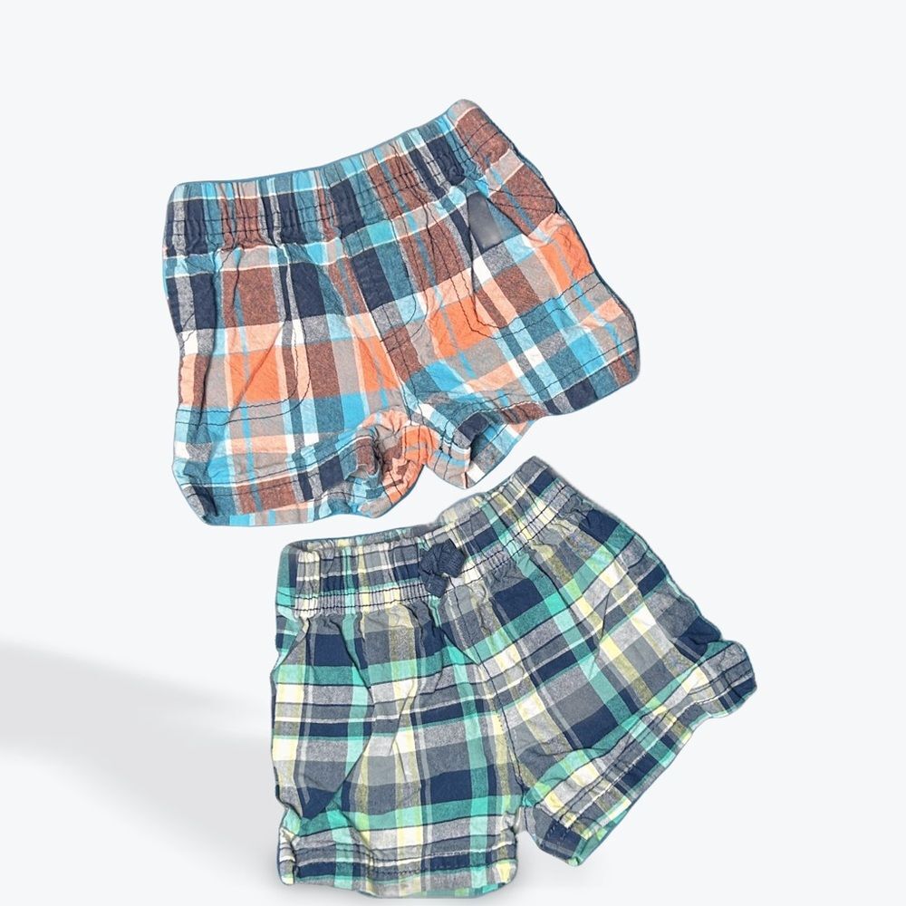 Carters - Set of Two Plaid Shorts - 0-3 months
